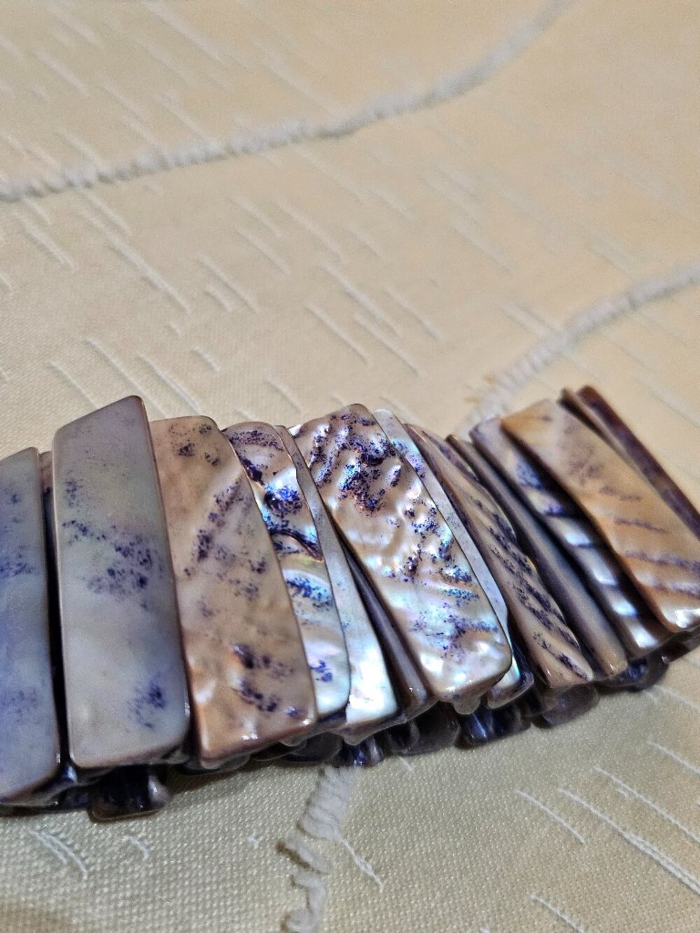 MOTHER of PEARL ELASTICIZED BRACELET CUFF - Picture 7 of 8